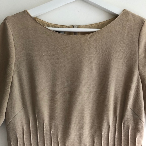 Valentino Vintage Tan Fitted Mini Dress Size 8 - Picture 4 of 15